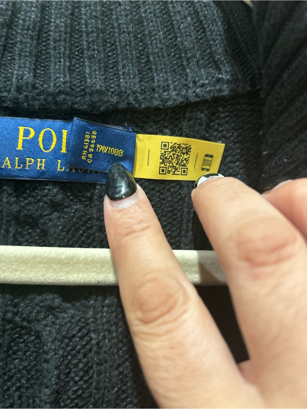 Polo by Ralph Lauren Black Cable-Knit Quarter-Zip Sweater with Red Pony XXL - Picture 9 of 9